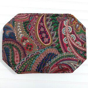 WAVERLY Placemats Portico Jewel 13 x 18 Oblong Paisley Fabric SET OF 8 Vintage